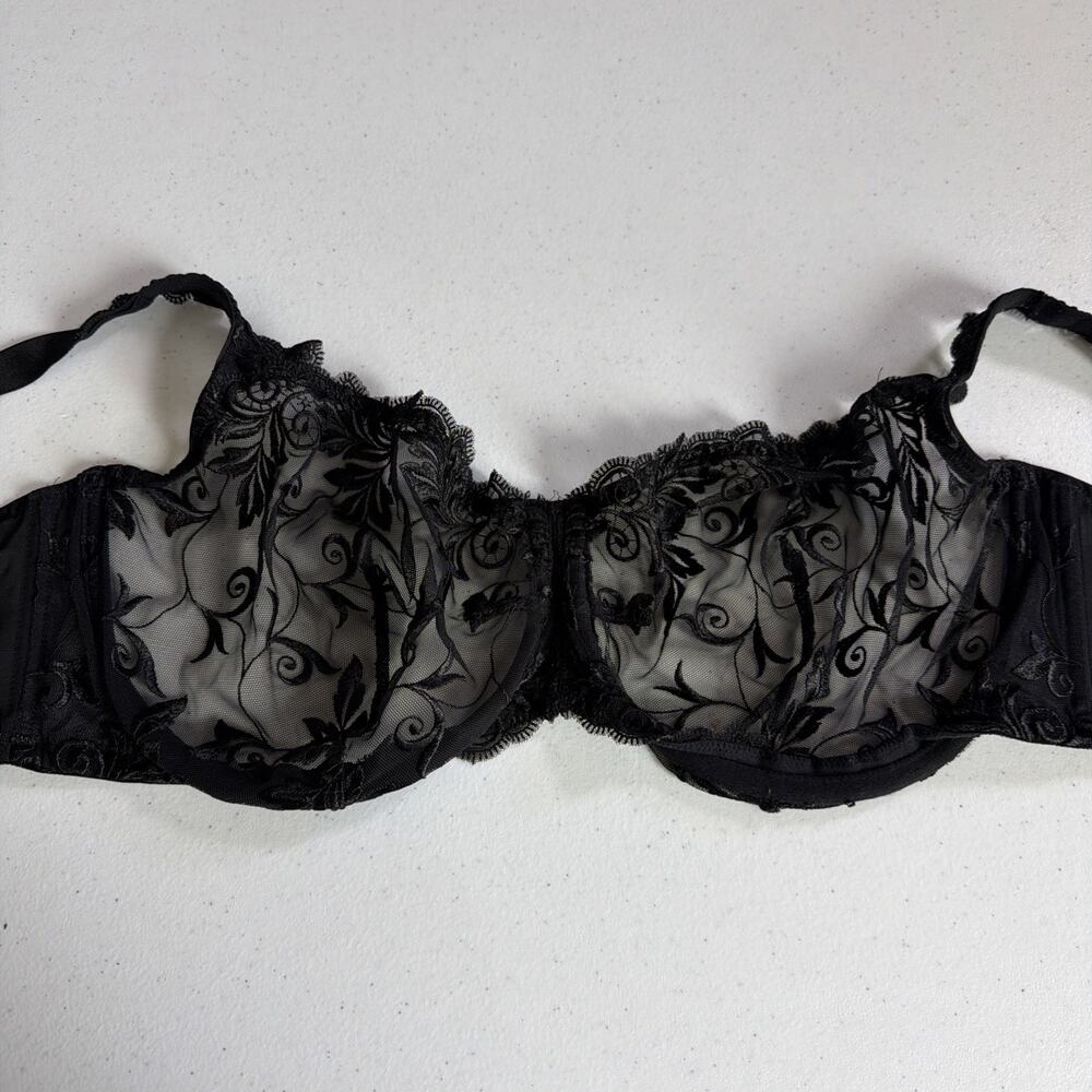 Soma Sensuous Lace Sheer Unlined Embroidered Bra black Size 42DD